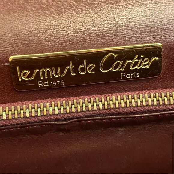 Cartier Vintage Le Must de Cartier Bordeaux Leather Clutch Bag - Picture 5 of 12